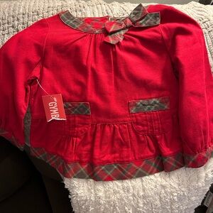 Y2K Gymboree Red and Plaid Holiday Top.